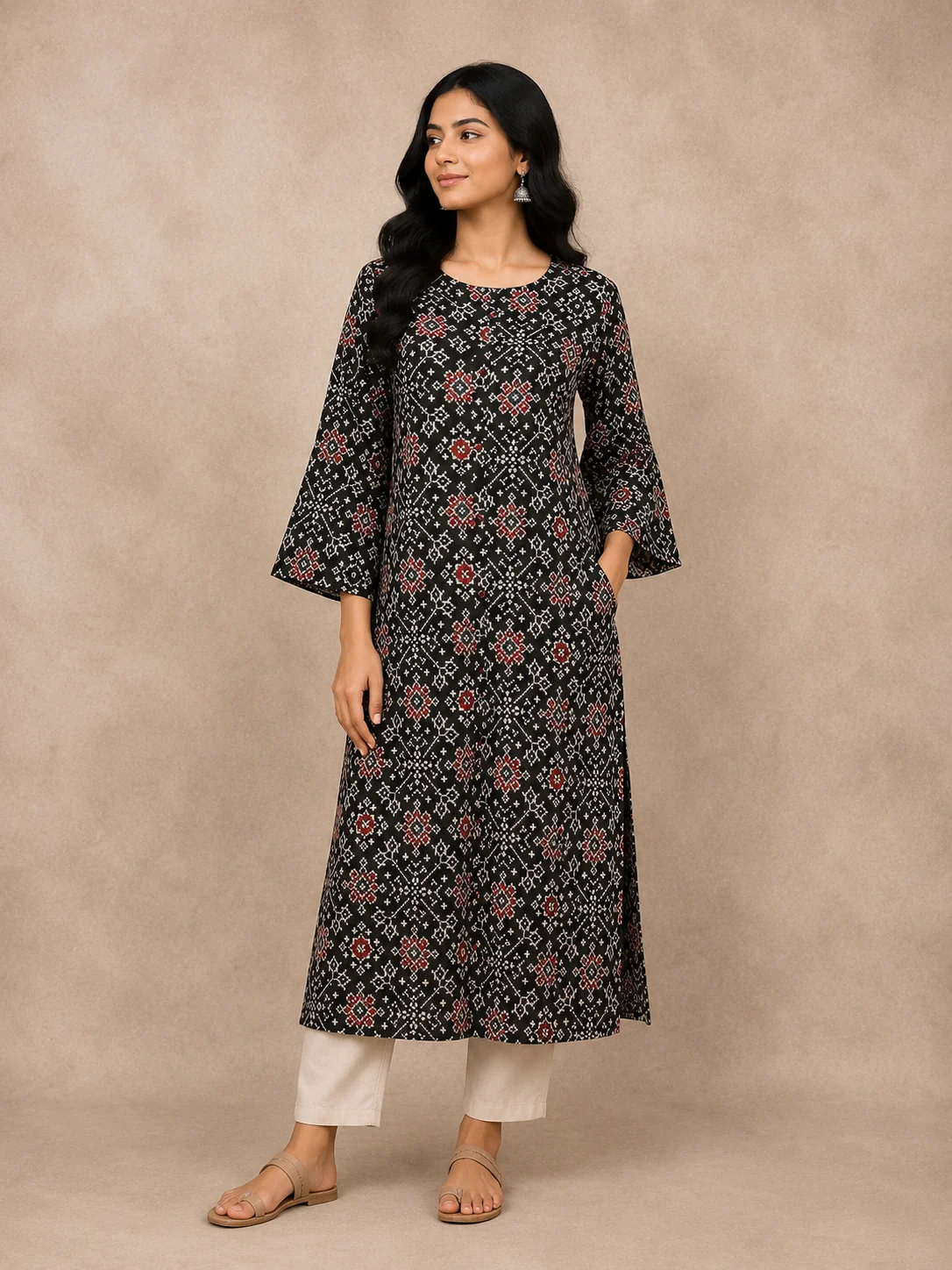 Black Wolf printed kurta set in the studio