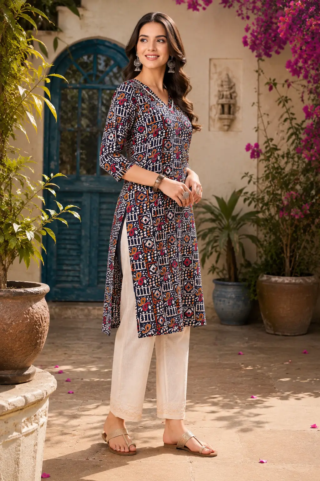 Black Wolf straight-fit cotton kurti
